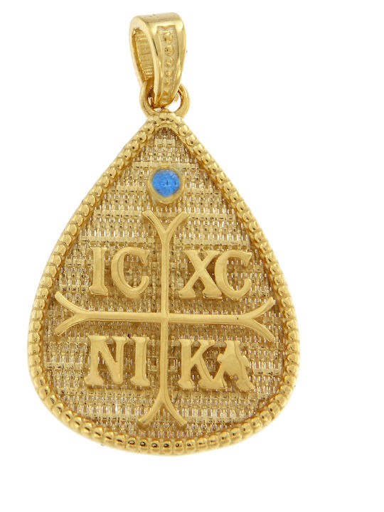 Kontopoulos Charm Talisman Konstantin mit Steinen aus 9K Gold mit Blau Zirkon