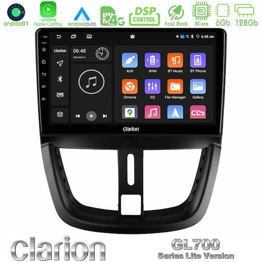 Clarion Ηχοσύστημα Αυτοκινήτου για Peugeot 207 2006-2012 (Bluetooth/USB/WiFi/GPS/Apple-Carplay/Android-Auto) με Οθόνη Αφής 9"