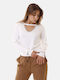 Women's Sweater with V Neckline White