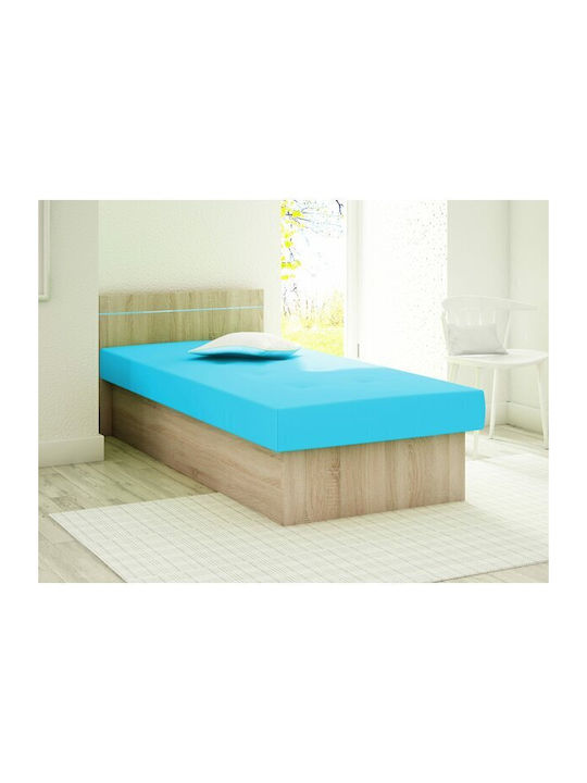 Dover 101 Bett Einzel Holz Türkis mit Matratze 80x190cm