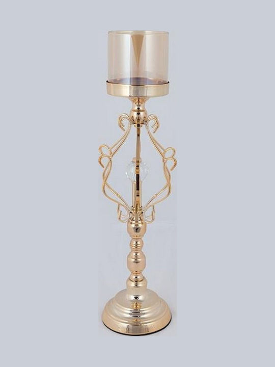 Candle Holder Metal in Gold Color 15x15x42cm 1pcs