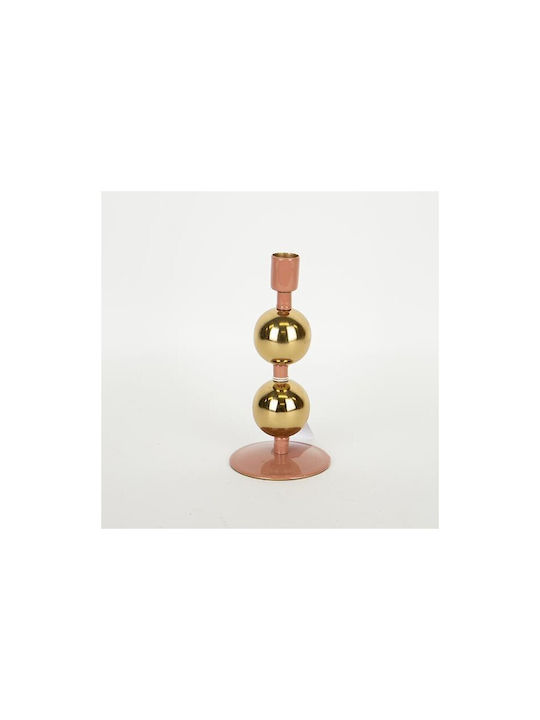 Set of Candle Holders Metal in Orange Color 9x9x18cm 2pcs