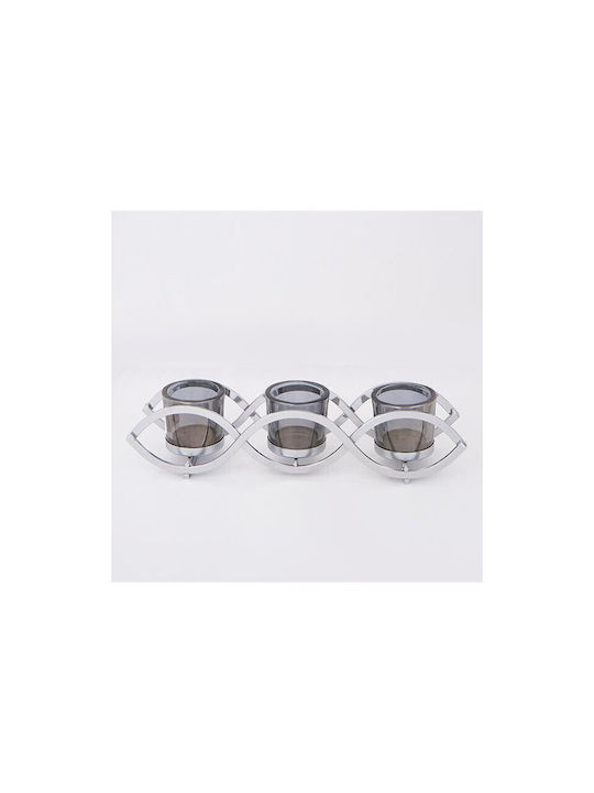 Candle Holder suitable for Tealights Glass in Gray Color 33x8x8cm 1pcs