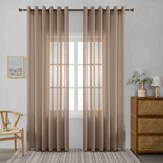 Homeone Κουρτίνα με Τρουκς Καφέ 270x270εκ.