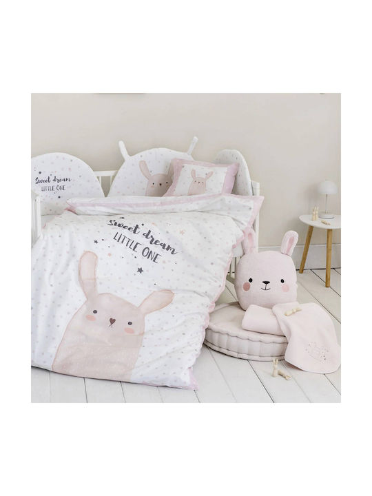 Nima Bunny Baby Sheets Set Crib Cotton Fitted Pink Pink 70x140cm 3pcs