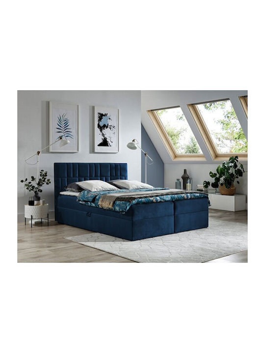 Baltimore 143 Bett mit Stoff Blau mit Stauraum,...