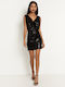 Mini Evening Drape Dress Black