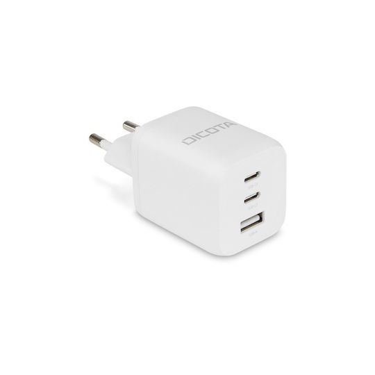 Dicota Charger Without Cable GaN with USB-A Port and 2 USB-C Ports 65W Whites (D32054)