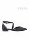 Synthetic Leather Pointy Ballerinas With strap Black