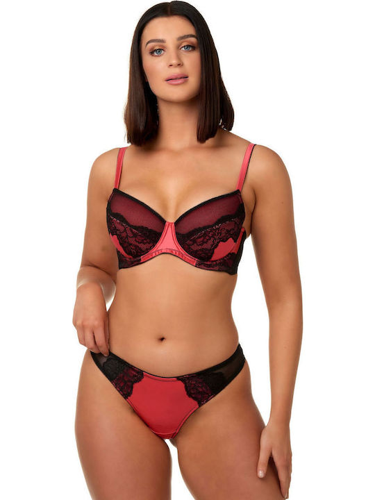 After Eden High Waist String with Lace Red