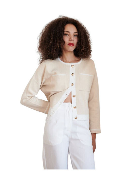 Bon Women's Knitted Cardigan Beige