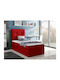 Single Bed Upholstered with Faux Leather Red with Storage Space with Slats & Mattress 80x200cm