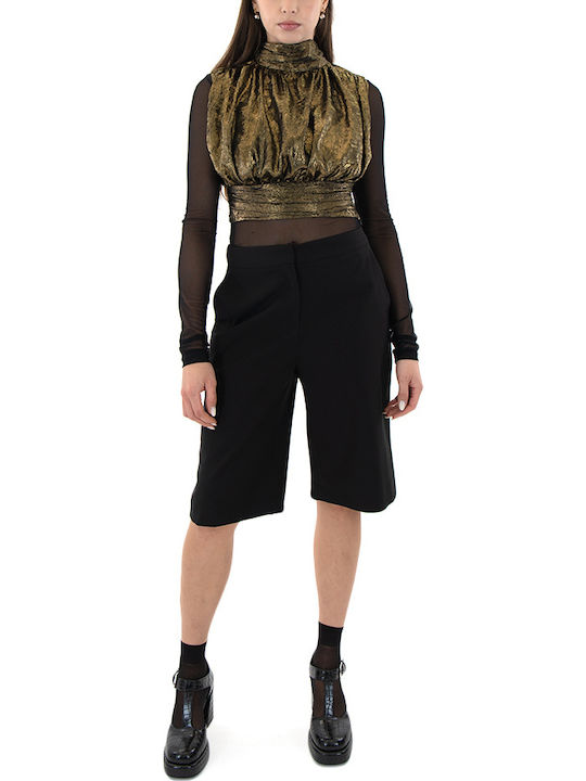 Femei Talie înaltă Pantaloni scurți negru