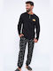 Muydemi Men's Winter Cotton Pajamas Set Black