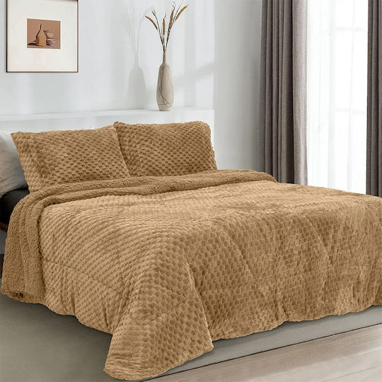Lino Home Комбинирано одеяло Сет с калъфки за възглавници Единично 160x240бр Valar Бежов 2бр