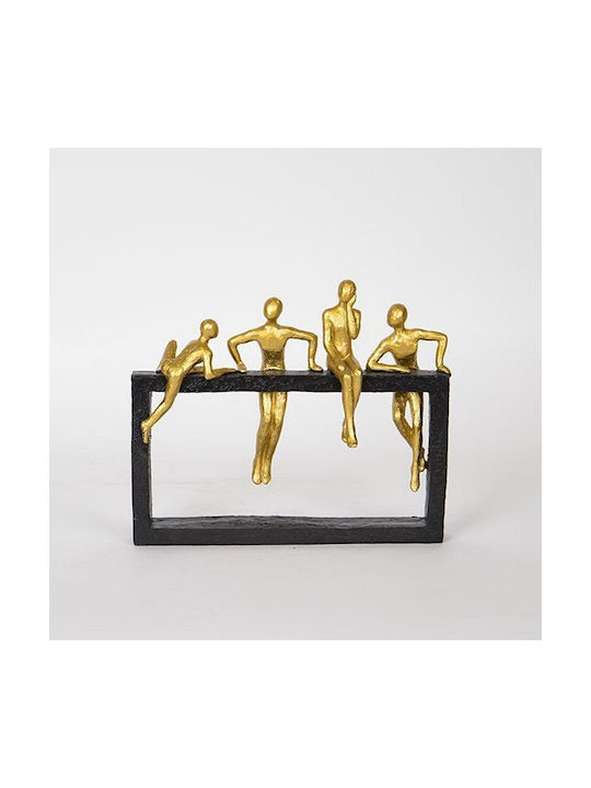 Dekorative Skulptur Menschen & Rahmen Schwarz & Gold 9,5x9,5x30,5cm 13972 752-27090