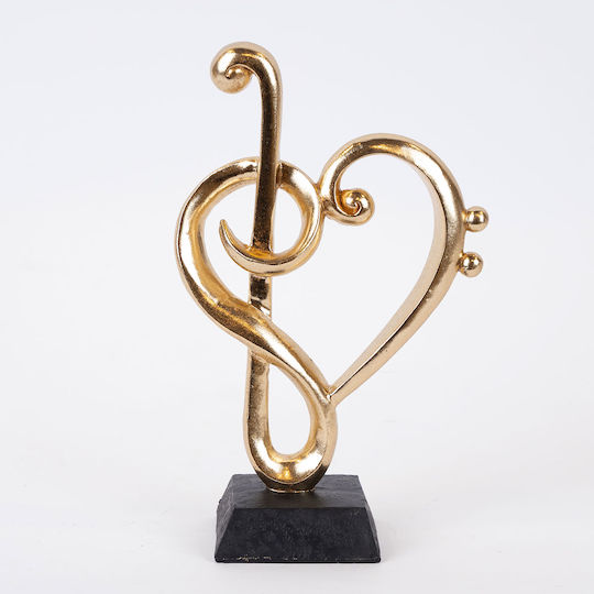 Decorative Sculpture Heart Music Note Gold & Black 16x7x25.5cm 14052 752-27183