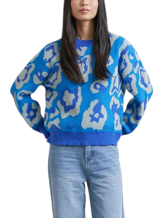 Γυναικείο Μακρυμάνικο Πουλόβερ Floral Blue