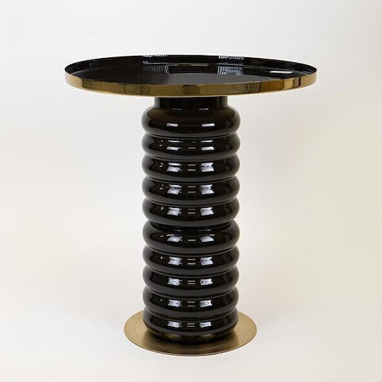 Rundes Beistelltisch Metall Schwarz-Gold M46xL46xH50cm