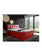Baltimore 138 Bett Halbdoppel Mit Kunstleder Rotes Mit Stauraum, Latten & Matratze 120x200cm