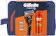 Gillette Fusion5 Travel Set Shave Gel Ξυρίσματος 200ml, Ξυριστική Μηχανή 1τεμ, Ανταλλακτικές Kεφαλές Ξυρίσματος 4τεμ & Νεσεσέρ