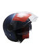 STR Pilot Blue Mat Κράνος Μηχανής Jet ECE 22.06 1250gr με Sunvisor