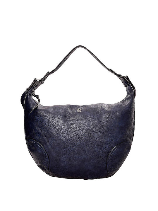 Faux Leather Hobo Shoulder Bag Blue