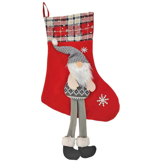 Șosetă Decorativă de Crăciun L45xl25cm. Roșie