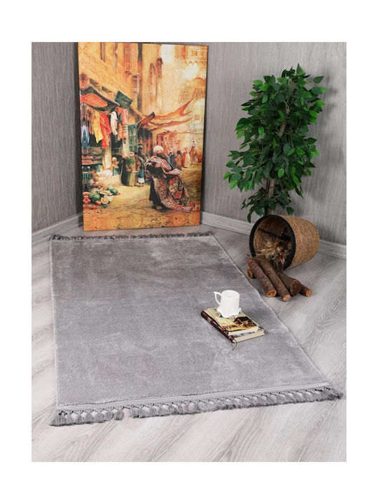 Eco-Carpet Cordoba Rutschfest Pelzige mit Fransen Gray