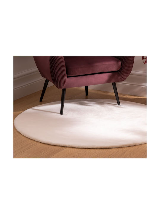 Atmosphera Rug Round Shaggy Furry White 204444B