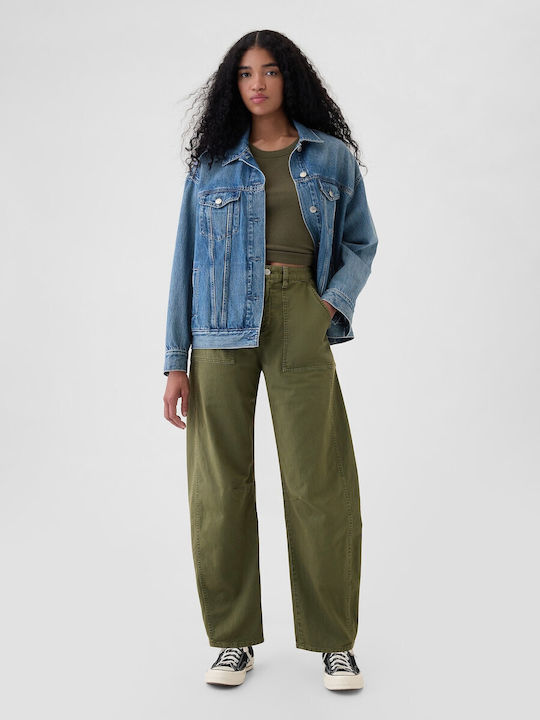 Women's Fabric Trousers Olive Green