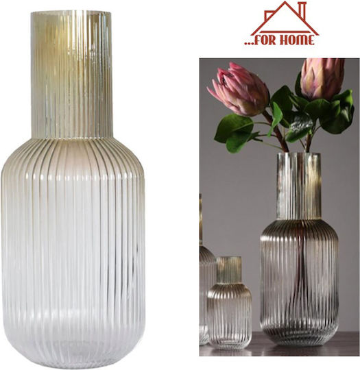 ForHome Διακοσμητικό Βάζο Γυάλινο Διάφανο 14xΥ30cm
