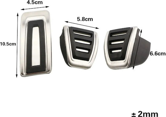 Set Pedale Rutschfest für Auto / Sitz / Skoda / VW A1 / Arona / Fabia / Ibiza / Polo / Schnell Aluminium Silber 3Stück