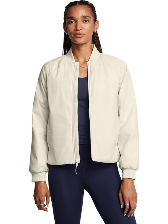 Women's Short Bomber Jacket for Winter White