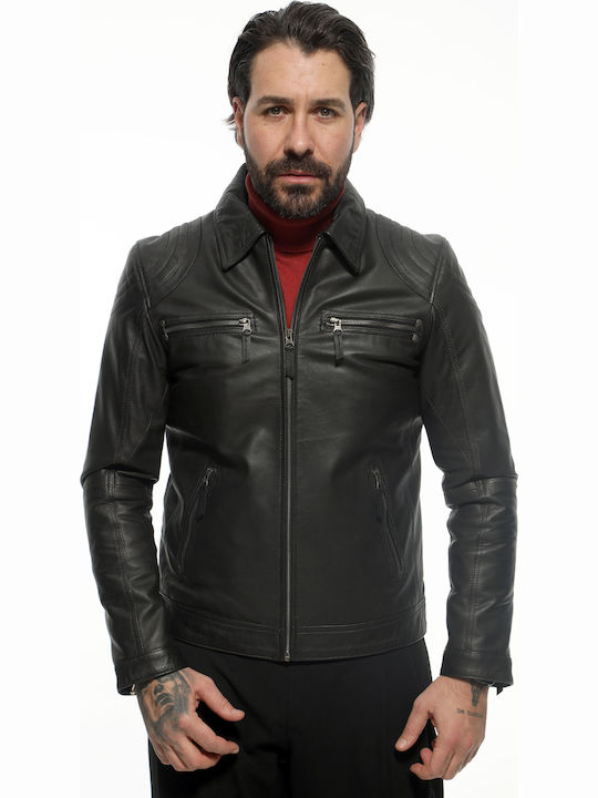 Newton Leather Geci Barbat Μαύra Piele