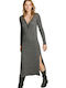 Midi Seersucker Dress Knitted Grey