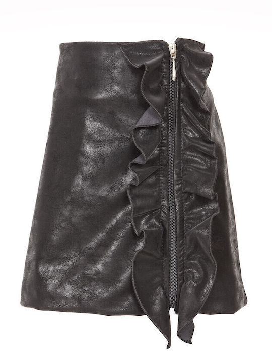 Kids' Leather Skirt Black