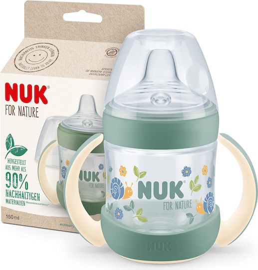 Nuk Nature Чаша за обучение Силикон с дръжки Зелен за 6m+м+ 150мл