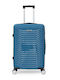 Amber Medium Hard Blue Travel Suitcase with 4 Wheels Height 65cm