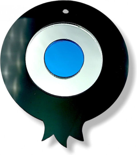 Plexiglass Γούρι Ρόδι Μάτι Μαύρο-ασημί-γαλάζιο 75mm 1τμχ
