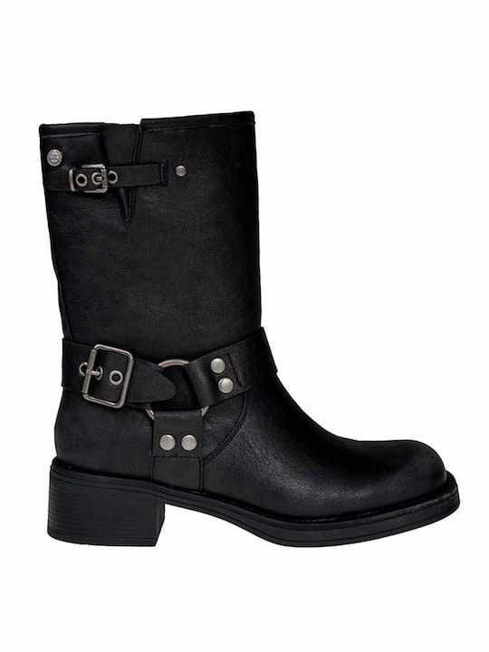 Xti Leather Women's Ankle Boots Black