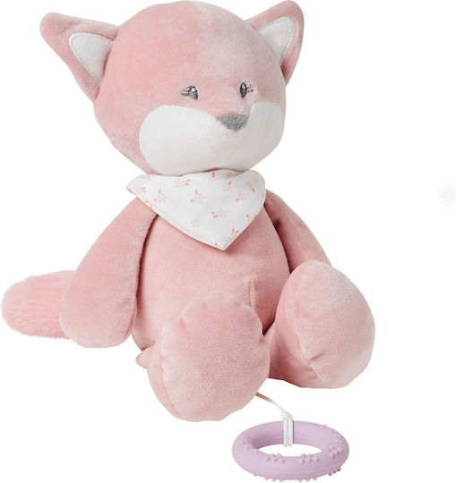 Nattou Music Box Made Cotton Polyester Fox Alice Lullaby "la-le-lu" Teething Ring Approx 30 Cm Alice Pomme Pink