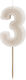 PartyDeco Birthday Candle Number "3" in Beige C...