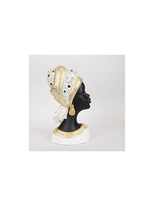 Dekorative Harzskulptur Frau Turban Gold-Weiß-Schwarz 22x11,5x38,5cm 13935 752-27046