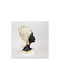 Dekorative Harzskulptur Frau Turban Gold-Weiß-Schwarz 22x11,5x38,5cm 13935 752-27046