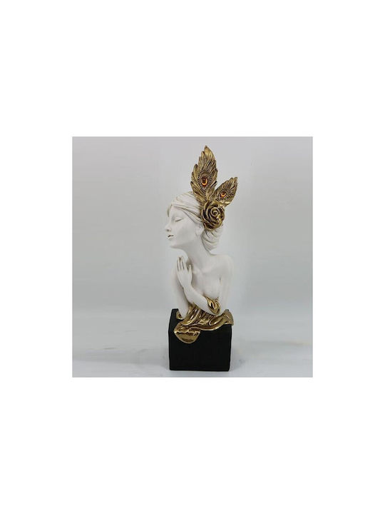 Table Decorative Sculpture Woman Flower White & Gold 12x11x33.5cm 14067 752-27200