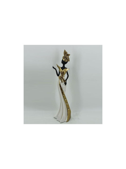 Table Decorative Figure Woman White & Gold 10x9x41cm 14073 752-27206