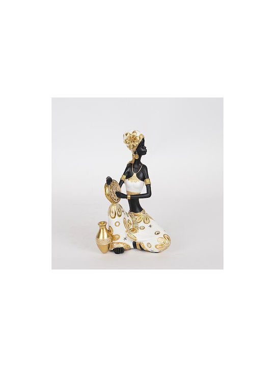 Decorative Resin Sculpture Sitting Woman White-Black-Gold 14x9x22.5cm 13936 752-27047