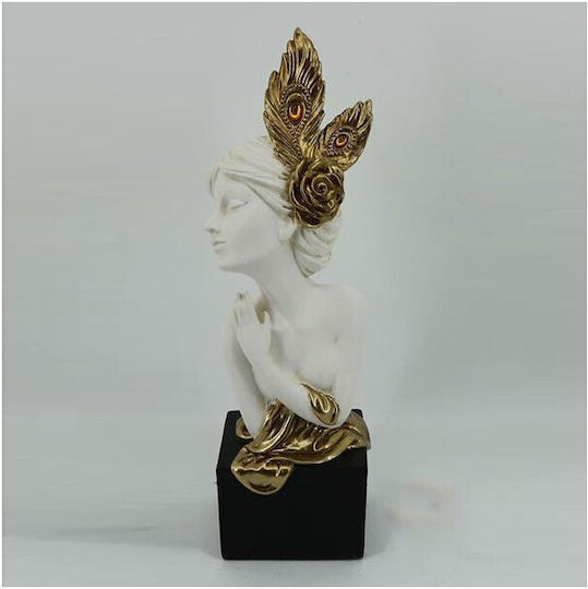 Table Decorative Sculpture Woman Flower White & Gold 10.5x9x28.5cm 14066 752-27199