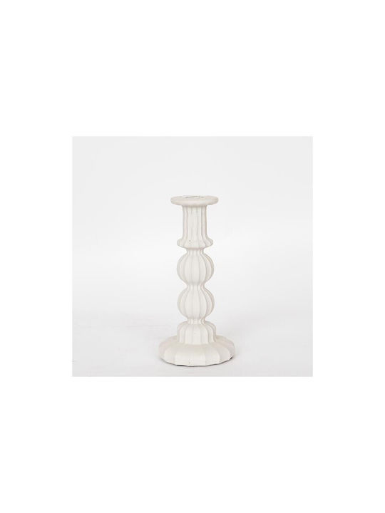 Ceramic Ecru Candle Holder 1 Slot 11x11x23cm 13833 752-25024